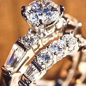 Sparkling Silver and Cubic Zirconia Ring Set